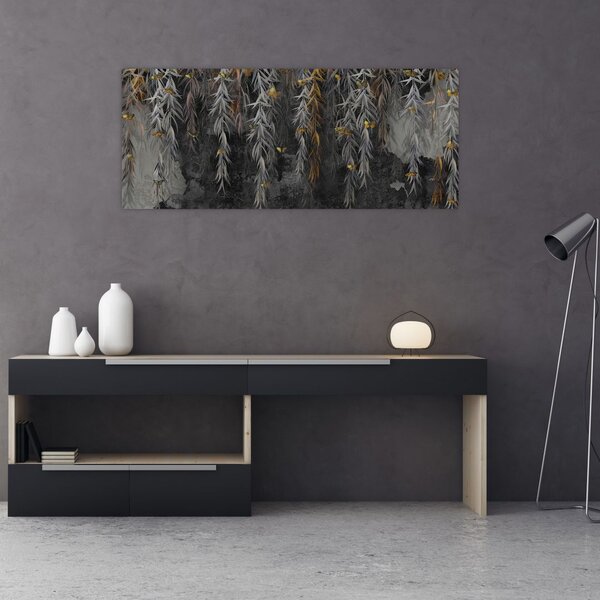 Slika - Vrbove vejice na črnem ozadju (120x50 cm)