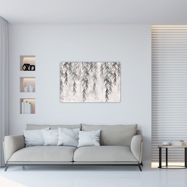 Slika - Vrbove vejice v sivem ometu (90x60 cm)