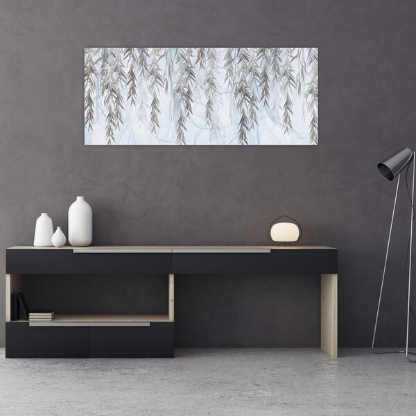 Slika - Vrbove vejice na modrem ozadju (120x50 cm)