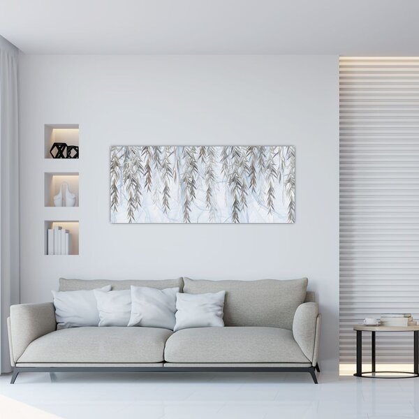 Slika - Vrbove vejice na modrem ozadju (120x50 cm)