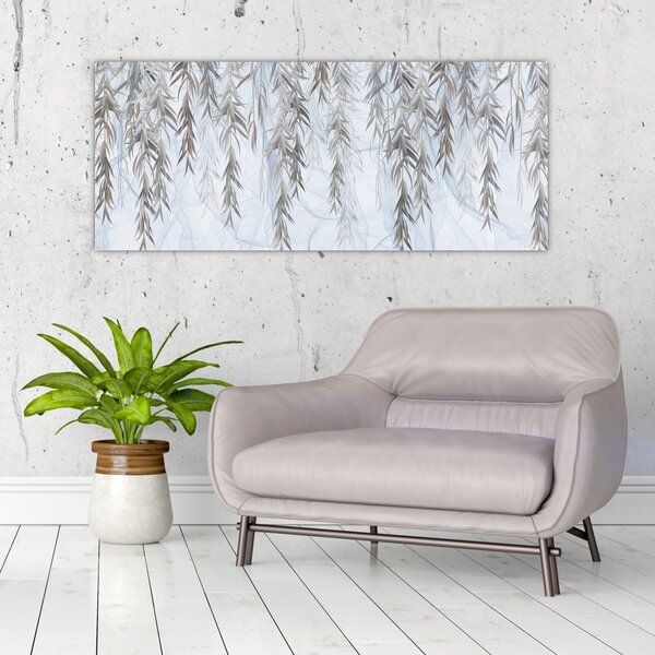 Slika - Vrbove vejice na modrem ozadju (120x50 cm)