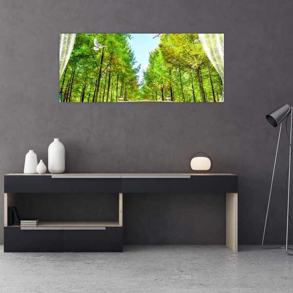Slika - Pogled na gozd (120x50 cm)