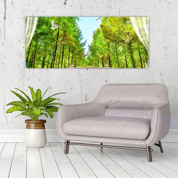 Slika - Pogled na gozd (120x50 cm)