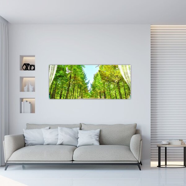 Slika - Pogled na gozd (120x50 cm)