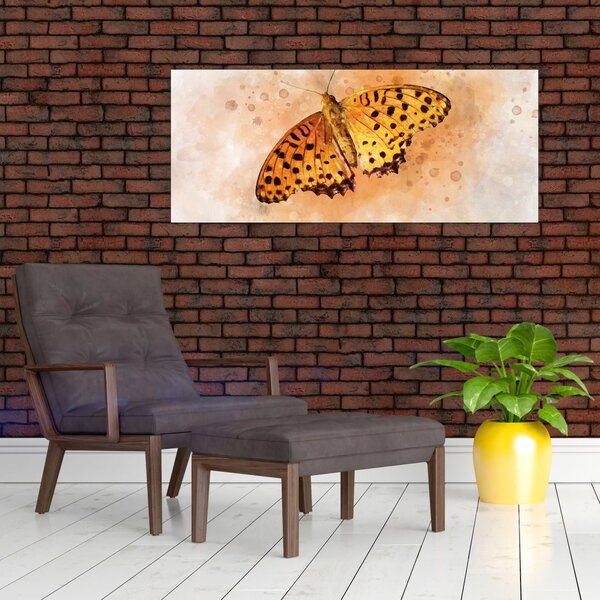 Slika - Oranžni metulj, akvarel (120x50 cm)
