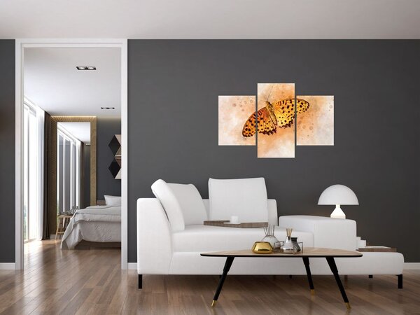 Slika - Oranžni metulj, akvarel (90x60 cm)