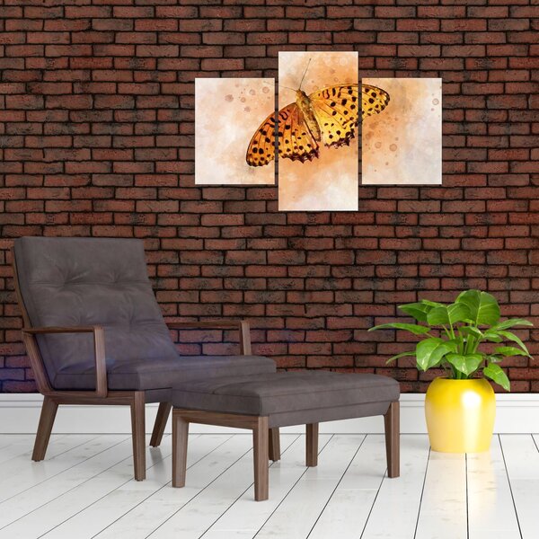 Slika - Oranžni metulj, akvarel (90x60 cm)