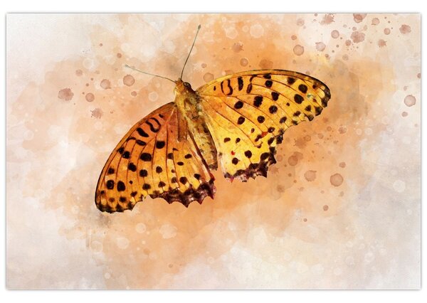 Slika - Oranžni metulj, akvarel (90x60 cm)