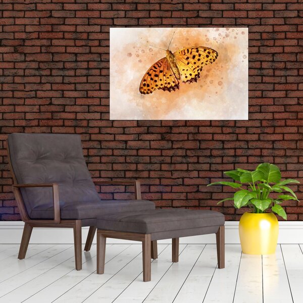 Slika - Oranžni metulj, akvarel (90x60 cm)