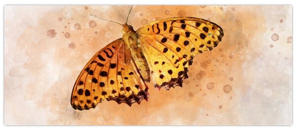 Slika - Oranžni metulj, akvarel (120x50 cm)