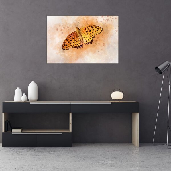Slika - Oranžni metulj, akvarel (90x60 cm)