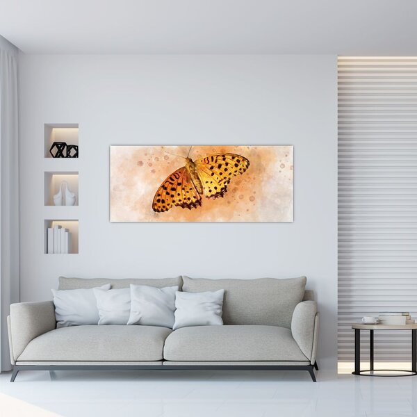 Slika - Oranžni metulj, akvarel (120x50 cm)