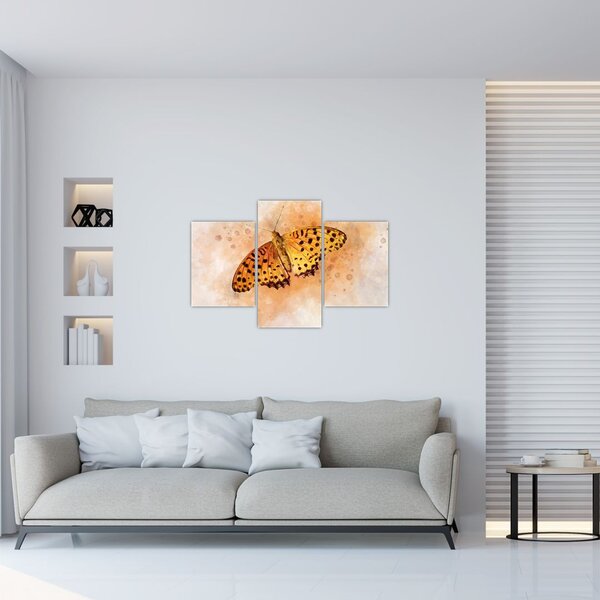 Slika - Oranžni metulj, akvarel (90x60 cm)
