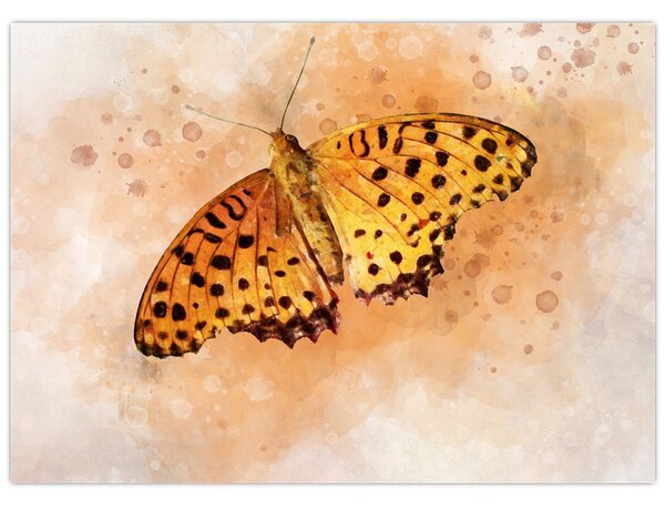 Slika - Oranžni metulj, akvarel (70x50 cm)