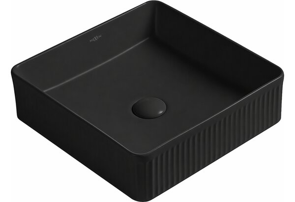 Mexen Grovo riježeni nadgradni umivaonik 37 x 37 cm, crna mat - 22303785