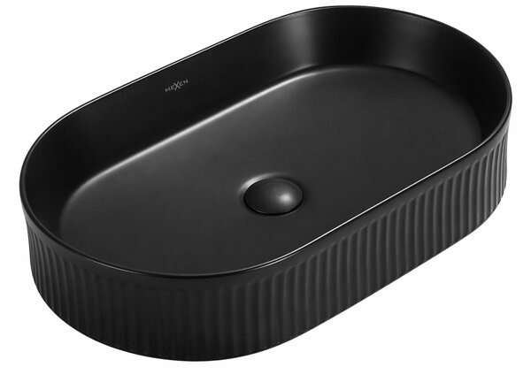 Mexen Grovo rebrasti nadgradni umivaonik 49 x 31 cm, crna mat - 22304985