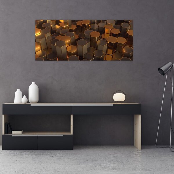 Slika - Bronasti šesterokotniki (120x50 cm)