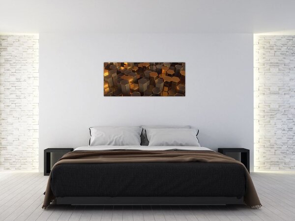 Slika - Bronasti šesterokotniki (120x50 cm)