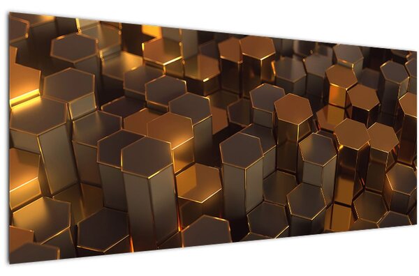 Slika - Bronasti šesterokotniki (120x50 cm)