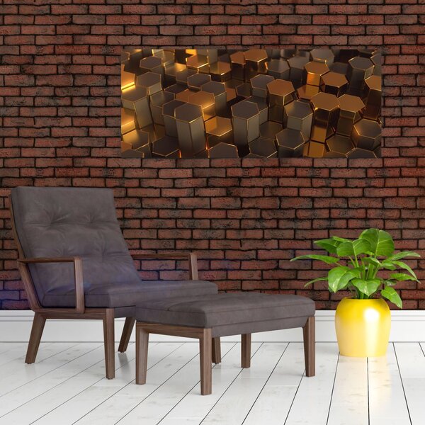 Slika - Bronasti šesterokotniki (120x50 cm)