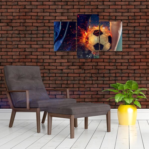 Slika - Nogometna žoga v ognju (90x60 cm)