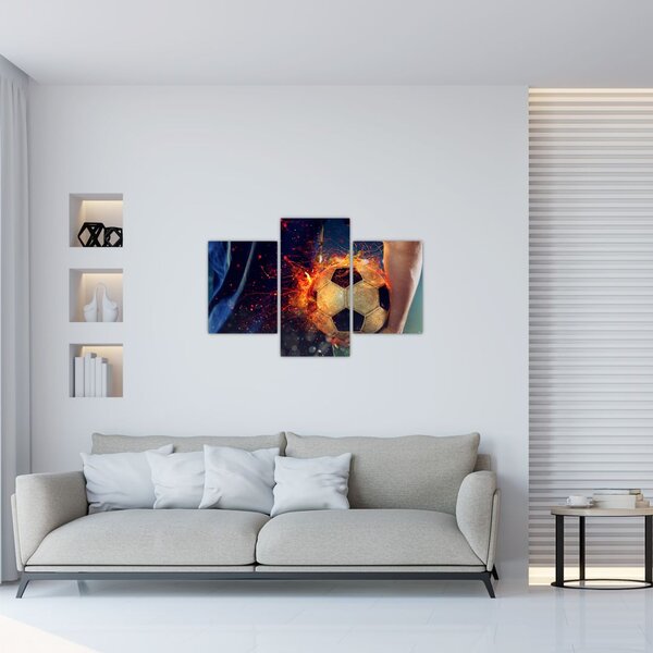 Slika - Nogometna žoga v ognju (90x60 cm)