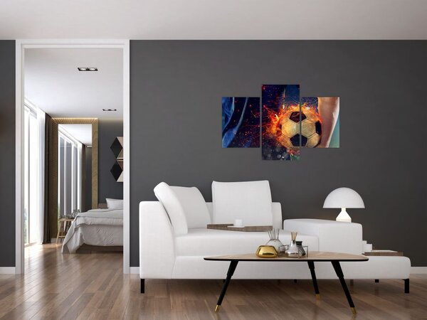 Slika - Nogometna žoga v ognju (90x60 cm)