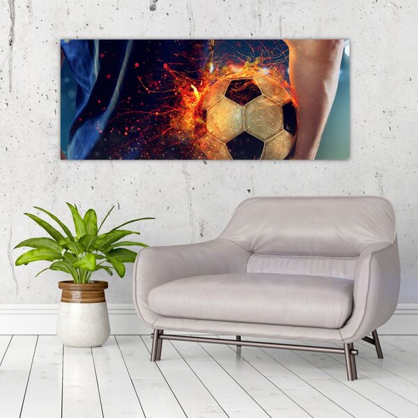 Slika - Nogometna žoga v ognju (120x50 cm)