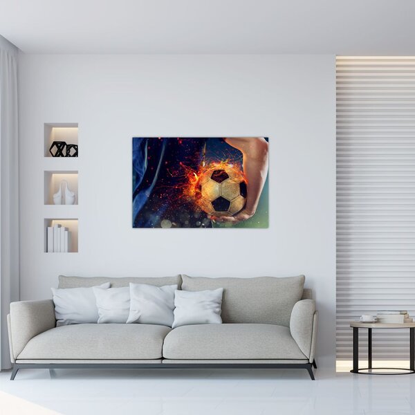Slika - Nogometna žoga v ognju (90x60 cm)