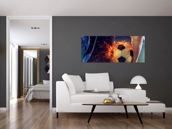 Slika - Nogometna žoga v ognju (120x50 cm)