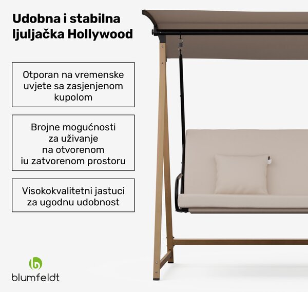 Blumfeldt ZenGrove Hollywood Swing 3 sjedala individualno podesiva čelična čelična boja otporna na vremenske uvjete