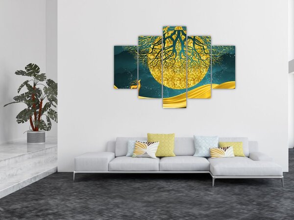 Slika - Abstrakcija, Zlata pokrajina (150x105 cm)
