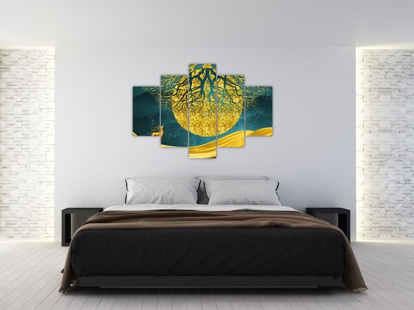 Slika - Abstrakcija, Zlata pokrajina (150x105 cm)