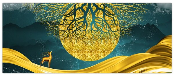 Slika - Abstrakcija, Zlata pokrajina (120x50 cm)