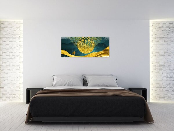 Slika - Abstrakcija, Zlata pokrajina (120x50 cm)