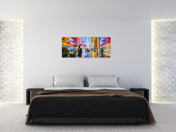 Slika - Mesto v neonskem sijaju (120x50 cm)