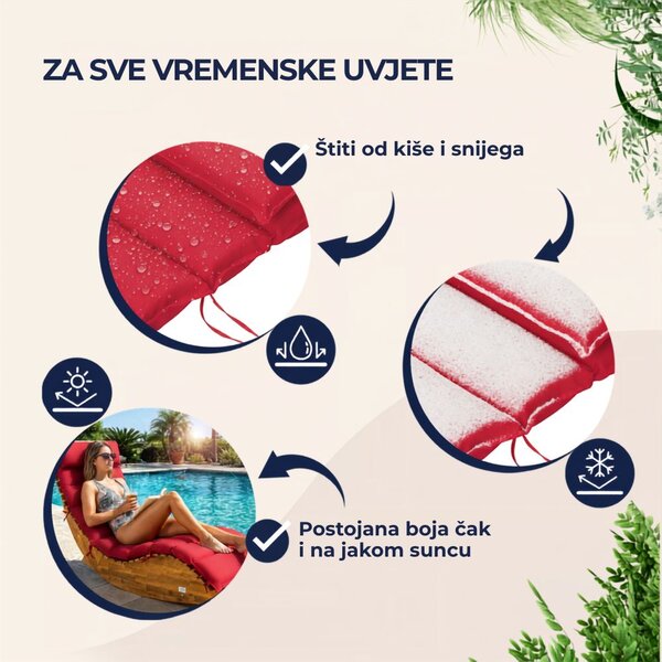 Prostirka za sauna ležaljku BALI, 58x7x177cm, crvena Detex