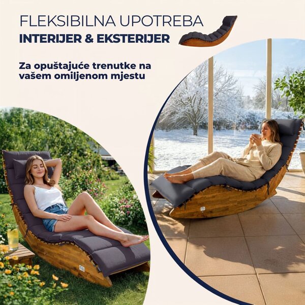 Prostirka za sauna ležaljku BALI, 58x7x177cm, antracit Detex