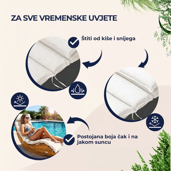 Prostirka za sauna ležaljku BALI, 58x7x177cm, bež Detex