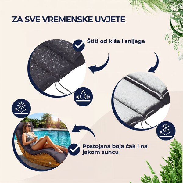 Prostirka za sauna ležaljku BALI, 58x7x177cm, antracit Detex