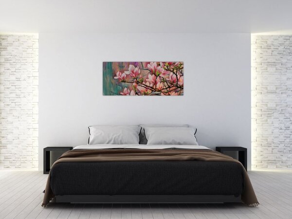 Slika - Oljna slika, Cvetoča sakura (120x50 cm)
