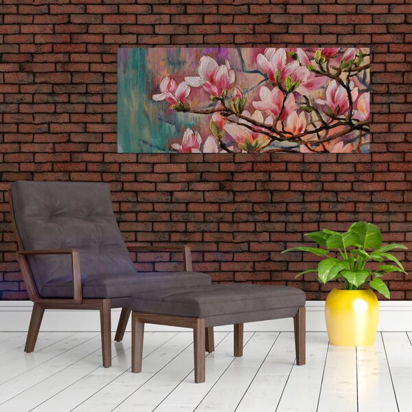 Slika - Oljna slika, Cvetoča sakura (120x50 cm)