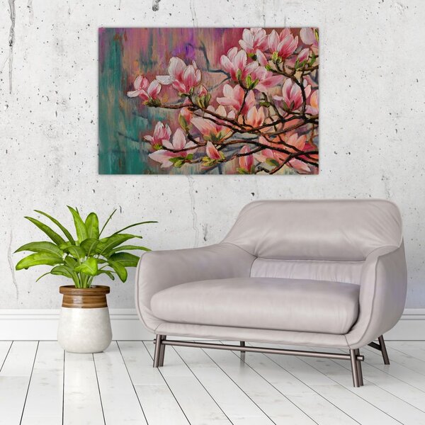 Slika - Oljna slika, Cvetoča sakura (90x60 cm)