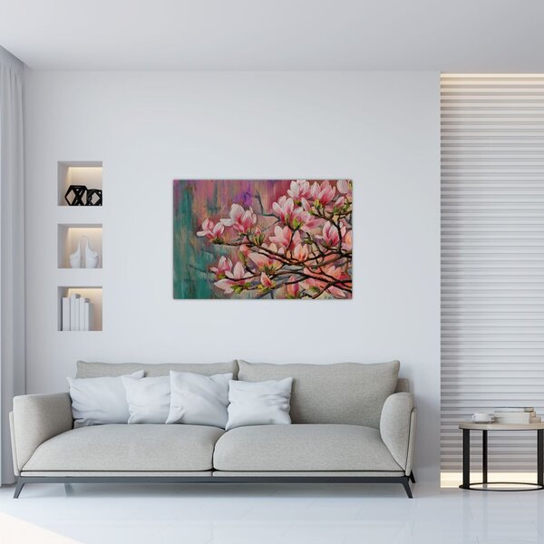 Slika - Oljna slika, Cvetoča sakura (90x60 cm)