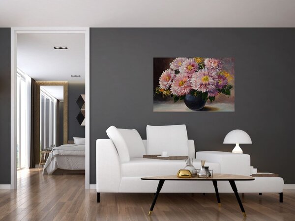 Slika - Oljna slika, Rože v vazi (90x60 cm)