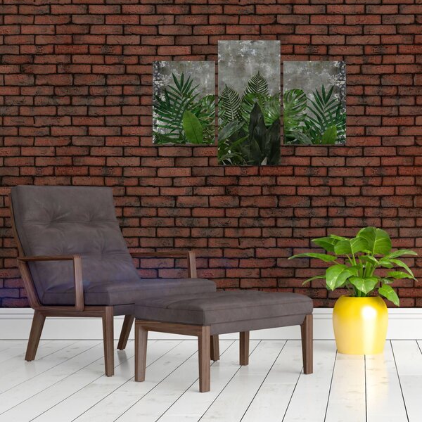 Slika - Betonski zid z rastlinami (90x60 cm)