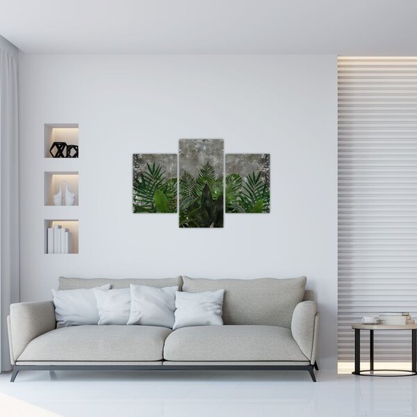 Slika - Betonski zid z rastlinami (90x60 cm)