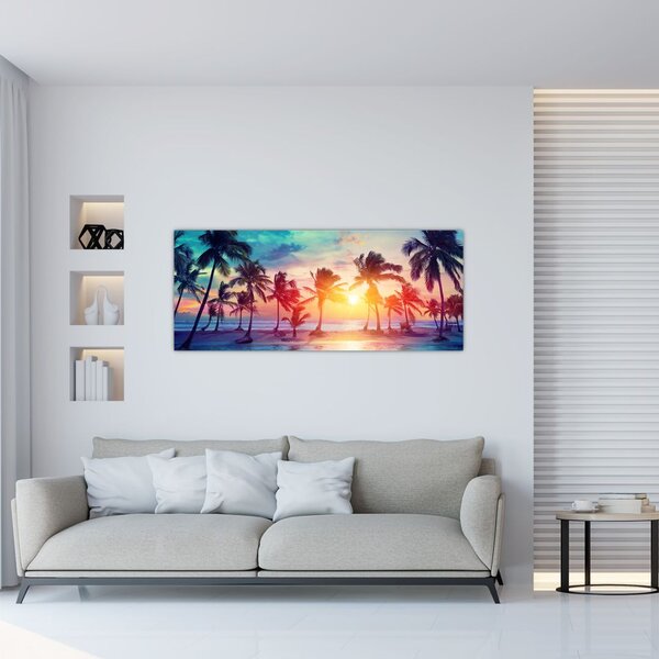 Slika - Tropski sončni zahod (120x50 cm)