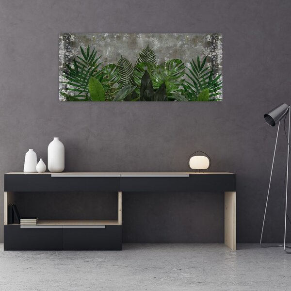 Slika - Betonski zid z rastlinami (120x50 cm)