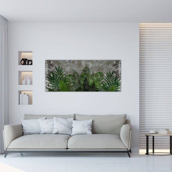 Slika - Betonski zid z rastlinami (120x50 cm)